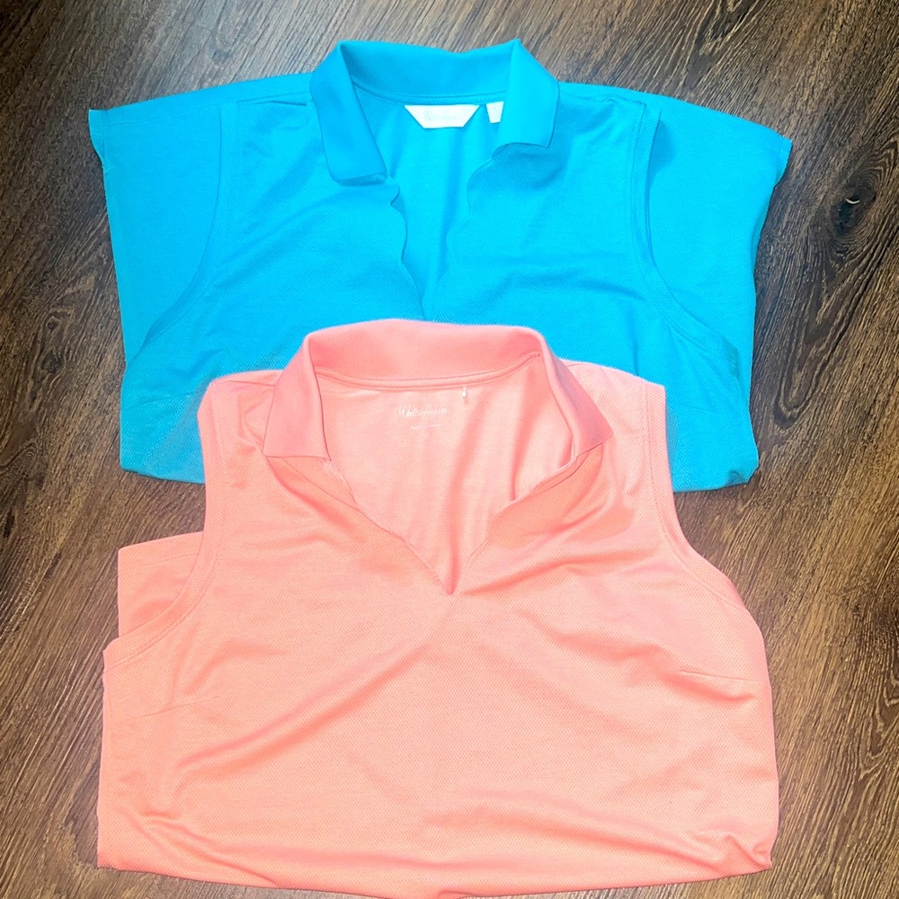 Walter Hagen women's Polo Shirts - Blue and Coral size large get set of two